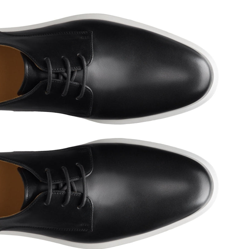 ORION derbies à bout uni en cuir noir hybride