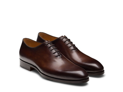 FLEUR richelieu en cuir tabac à bout golf