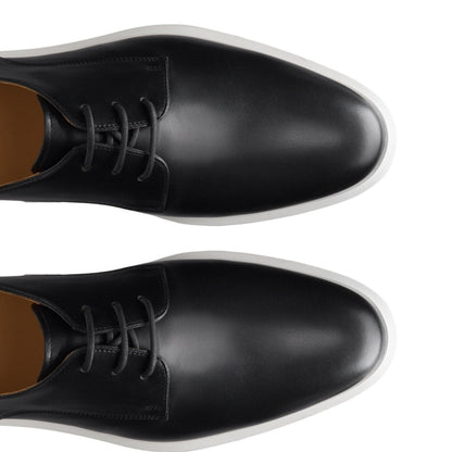 ORION derbies à bout uni en cuir noir hybride